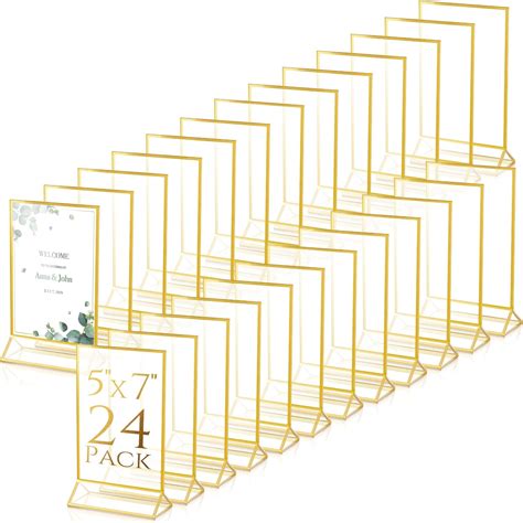 24 Pack Gold Picture Frames 5 x 7 Inch Clear Acrylic Sign Holders ...
