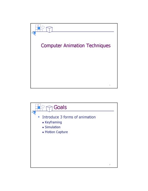 Computer Animation Techniques - Lecture Slides | CS 450 - Docsity