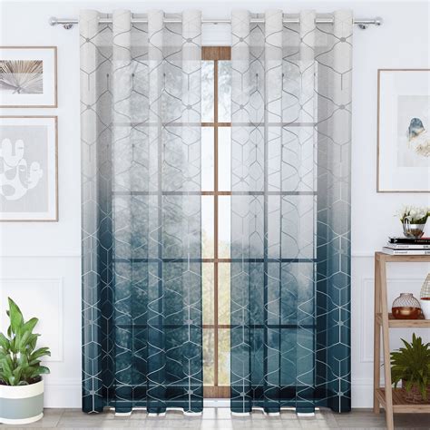 2 Pcs Navy Blue & Grey Sheer Window / Door / Semi Long Door/ Long Door ...