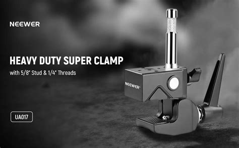 NEEWER Super Clamp with 5/8" Stud, Spring Lock, 2.4" Jaw Grip Heavy ...