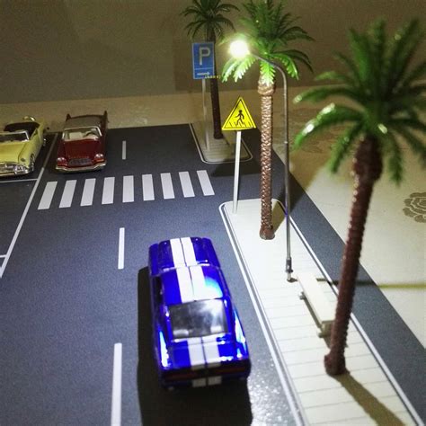 Buy Diorama 1/64 Model Car Roadway&LED Lighting&tree Vehicle Parking ...