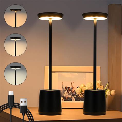 GCCATE 2PCS Rechargeable Cordless Table Lamp for Home, 5200mAh Battery ...