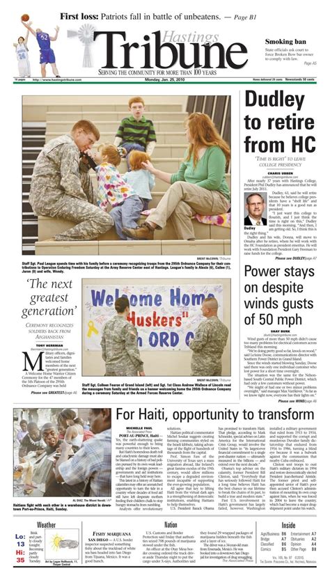 Hastings Tribune, Jan. 25, 2010 | History | hastingstribune.com