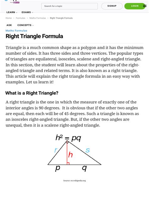 Image result for Right Triangle Geometry Formulas