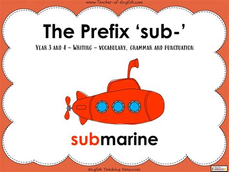 The Prefix 'sub' - Year 3/4 | Teaching Resources