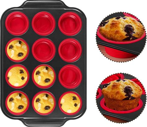 Amazon.com: MecTo Silicone Muffin Pan, 2024 New Metal Frame Muffin Tin ...
