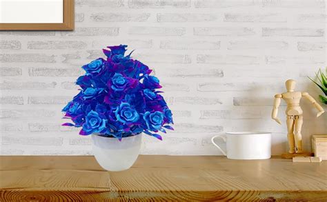Buy ATEVON Decorative Artificial Flower Plant in White Pot – Realistic ...