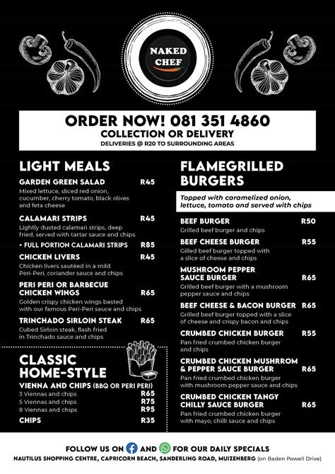 Menu at Naked Chef Taproom and Foodbar, Cape Town