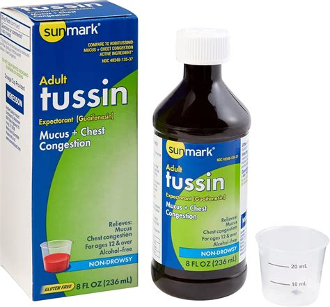 Amazon.com: sunmark Tussin, Mucus and Chest Congestion, Guaifenesin, Adult, 4 oz, 1 Per Bottle ...