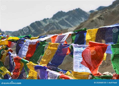 Tibetian Buddhist Prayer Flags at Fotu La Ladakh Stock Image - Image of ...