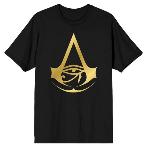 Buy Assassins Creed Mens Gold Film Triangle Eye Symbol Black Graphic T ...