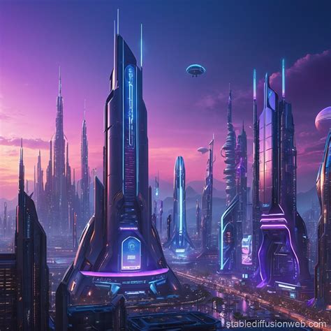 Futuristic Sci-Fi Cityscape at Dusk | Stable Diffusion Online