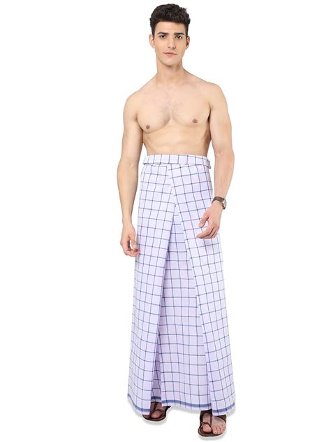 Urban Lungies - Pure Cotton Lungies for Men - White and Blue Beth ...