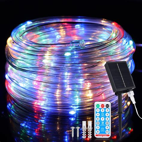 Solar Rope Lights Outdoor, 72FT 200 LED Solar Powered Fairy Lights 8 ...