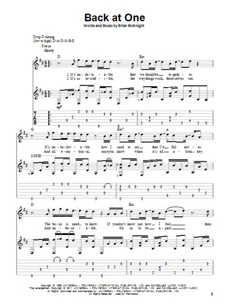Back At One Sheet Music | Brian McKnight | Solo Guitar