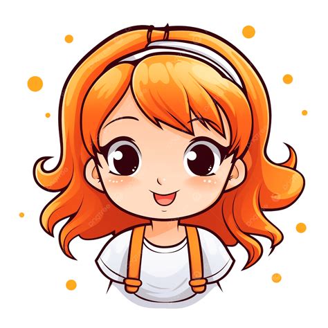 Cute Cartoon Girl Character, Orange Hair Girl, Cartoon Child, Anime PNG ...