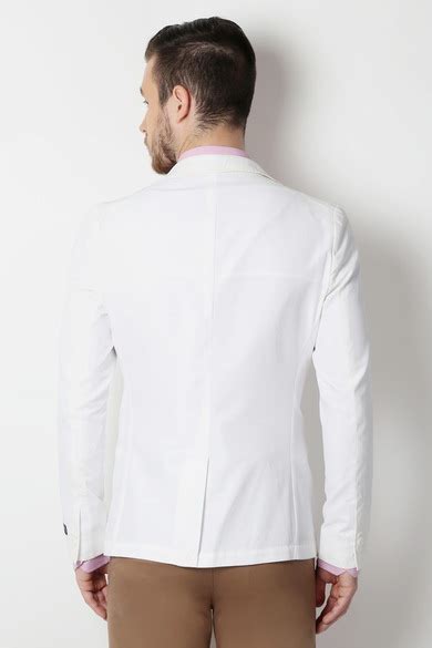 Buy Men White Solid Formal Blazer Online - 177014 | Peter England