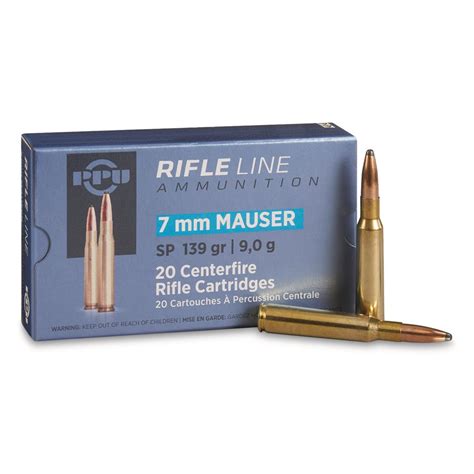 PPU, 7mm Mauser, SP, 139 Grain, 20 Rounds - 223079, 7MM Mauser Ammo at ...
