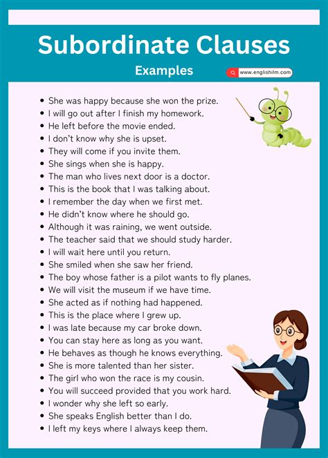 Subordinate Clauses Definitions, Types, and Examples • Englishilm