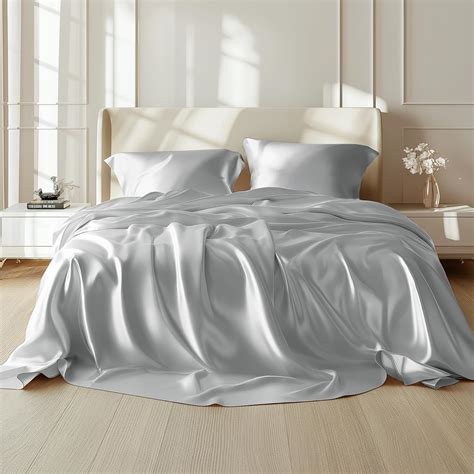 Amazon.com: DreamyDestiny Pure Satin Silk Bed Sheets, Queen Size Sheets ...