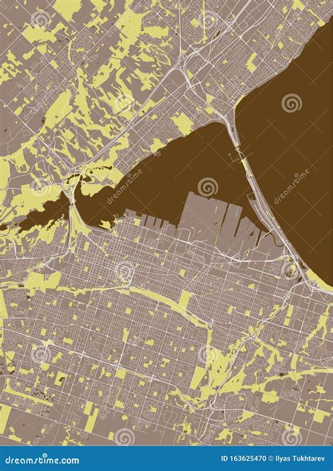 Map of the City of Hamilton, Canada Stock Vector - Illustration of center, drawing: 163625470