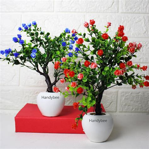 Buy Handybee Artificial Bonsai Downfall Plant with Pot Small Greenery ...