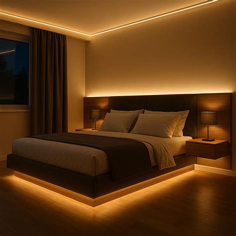 Modern Bedroom with Cozy LED Strip Lighting in 2025 | Led lighting ...