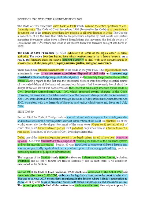 Revisiting the Scope of CPC Post-2002 Amendment: Key Insights - Studocu