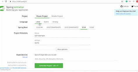 Spring Boot Initializer 的图像结果