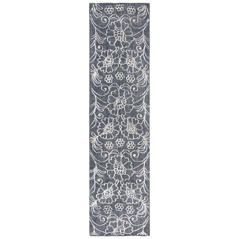SAFAVIEH Marbella Zarif Floral Runner Rug, Black/Ivory, 2'3" x 9 ...