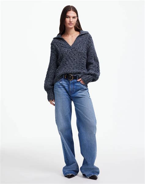 Cotton-Merino Wool Blend Cable-Knit Sweater | Madewell