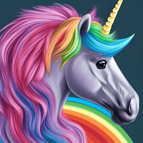 Hyper Realistic Unicorn with Rainbow Mane Illustration · Creative Fabrica