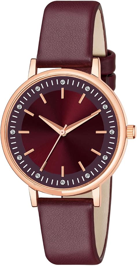 PAPIO® Maroon Color Leather Belt Ladies and Girls Analog Watch for ...