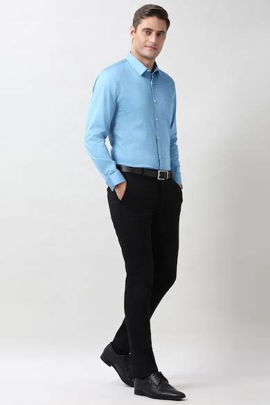 Buy Men Light Blue Slim Fit Full Sleeves Formal Shirt Online - 40075438 ...