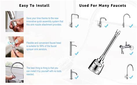 Styxon Sink Faucet Sprayer Attachment 360 Rotatable Kitchen Tap Head ...