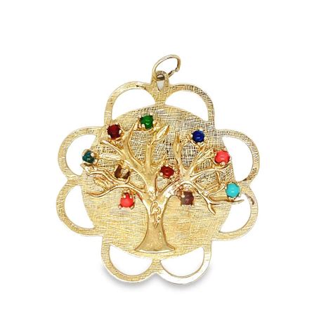Vintage 14k Gold Tree of Life Charm Pendant For Sale at 1stDibs