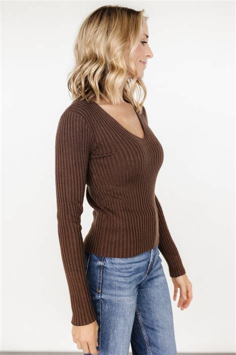 Adrian Ribbed Sweater Top | Brown en 2024