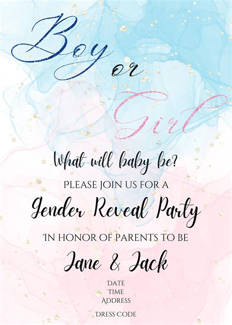 Gender reveal invitations printable – Artofit