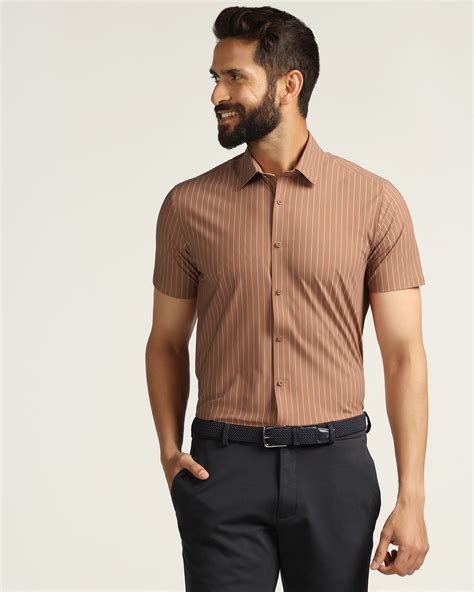 Buy Dickins TechPro Rust Stripe Shirt Online India