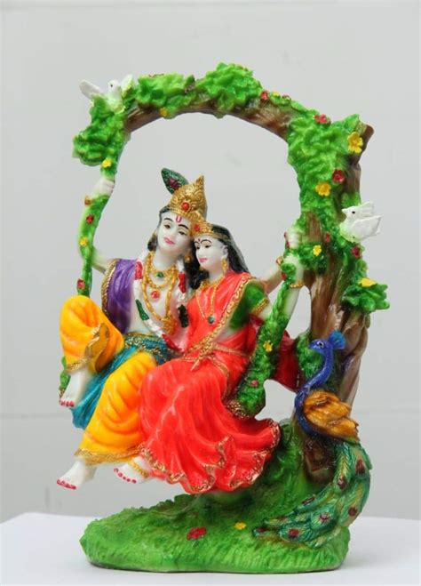 Buy VAAMAN Ceramic Radha Krishna Jhula Idol Statue for Home Decor ...