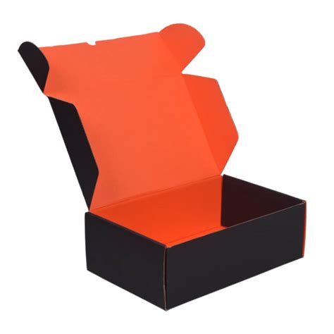 Buy Best Quality U-Pack Black & Orange Colour 8 x 4 x 4 Mailer Boxes in ...