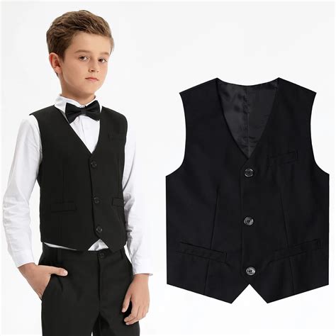 Black Vest Boys Dress Suit Kids Blazer Toddler Wedding Formal Piano ...
