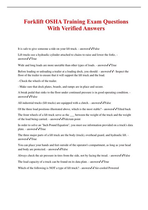 Image result for Fork Lift Test Questions