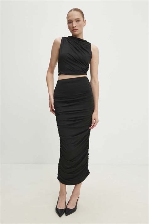 Answear Lab spódnica kolor czarny maxi rozkloszowana | Answear.com