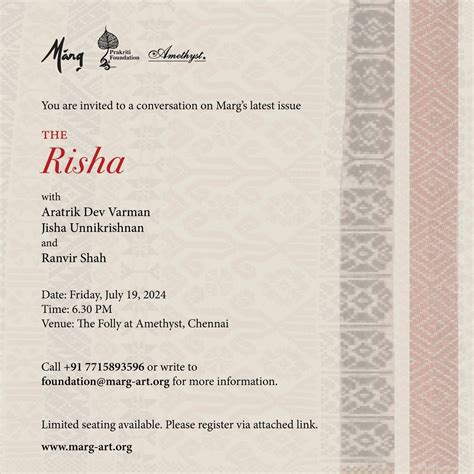 The Risha: History in a Narrow Weave, Amethyst, Chennai, 19 July 2024 ...