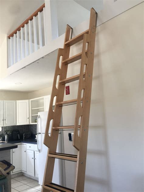 Marine Style Maple Loft Ladder with Vertical Storage Option
