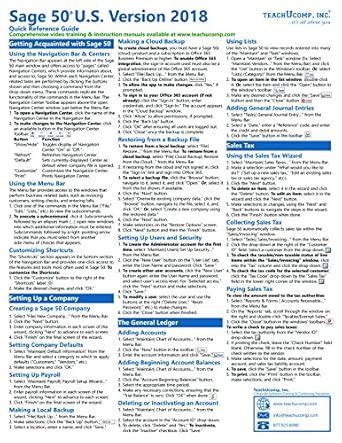 Amazon.in: Buy Sage 50 2018 U.S. Edition Quick Reference Training Card ...