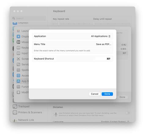 Creating a “Save as PDF” Keyboard Shortcut in MacOS Ventura