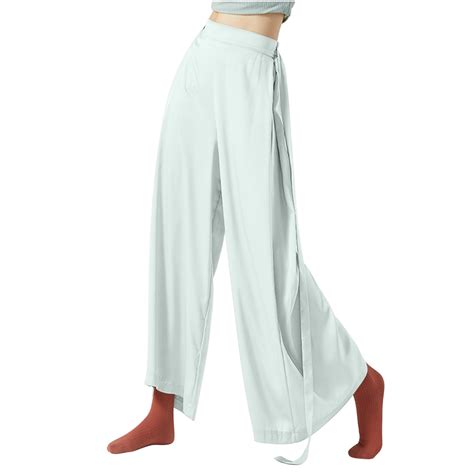 Jalioing Womens Chiffon Pant Flowy Wide Leg Drape Straight Leg ...