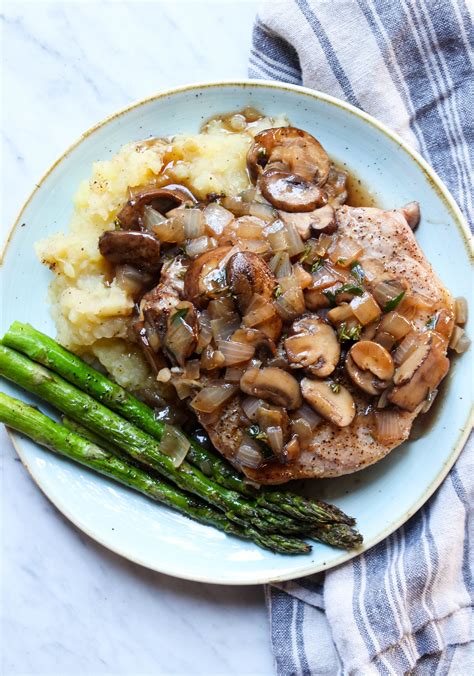 Pan Seared Pork Chops with Mushroom Gravy - Whole30 Approved!